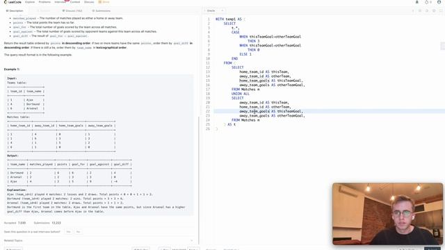 1841. League Statistics | LeetCode SQL Solution [MEDIUM] смотреть онлайн