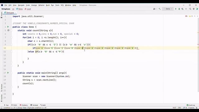 COUNT VOWELS,CONSONANTS,NUMBER & SPECIAL CHAR IN A GIVEN STRING JAVA PROGRAMMING NO SOUND COPY CODE смотреть онлайн