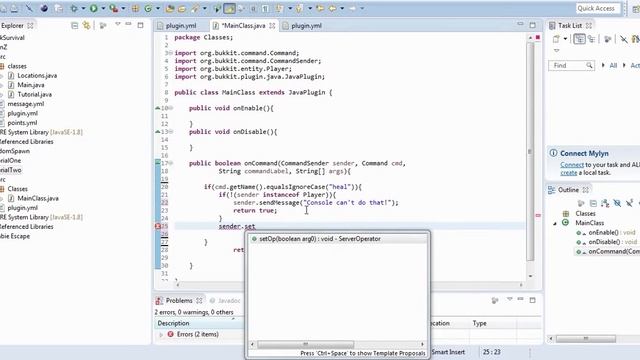 Написание плагинов Minecraft #2 - Знакомство с командами смотреть онлайн