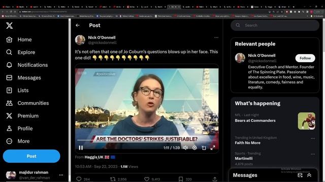 BBC journo tries to call out striking NHS Doctors. Backfires badly. смотреть онлайн