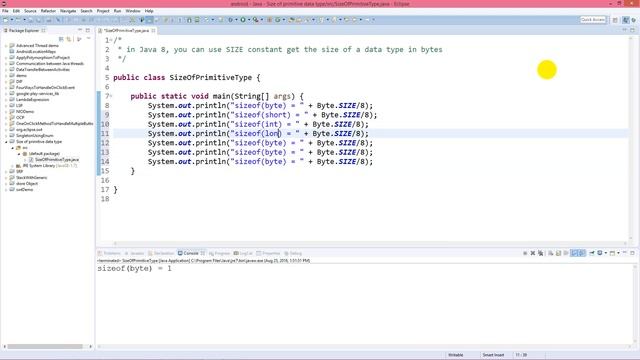 Get Size of Primitive Data Type in Java смотреть онлайн