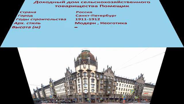 Доходный дом сельскохозяйственного товарищества Помещик (Санкт-Петербург) смотреть онлайн