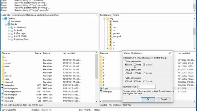 Change permissions (CHMOD) with FileZilla смотреть онлайн