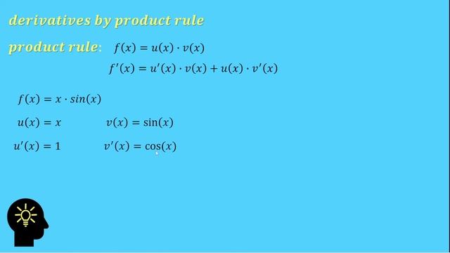 d/dx x*sin(x) by product rule | derivatives by product rule смотреть онлайн