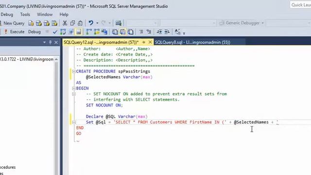 SQL Server - Pass Multiple varchars to single parameter in stored procedure смотреть онлайн