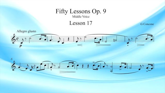 Concone Lesson 17 for Middle Voice Key C. Suitable for Mezzo Soprano or Baritone Voice Range смотреть онлайн