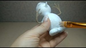 Снеговик на ёлку. Ёлочная игрушка из папье-маше.