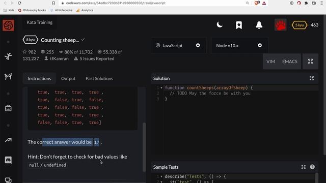 Codewars - Javascript - Counting sheep... смотреть онлайн