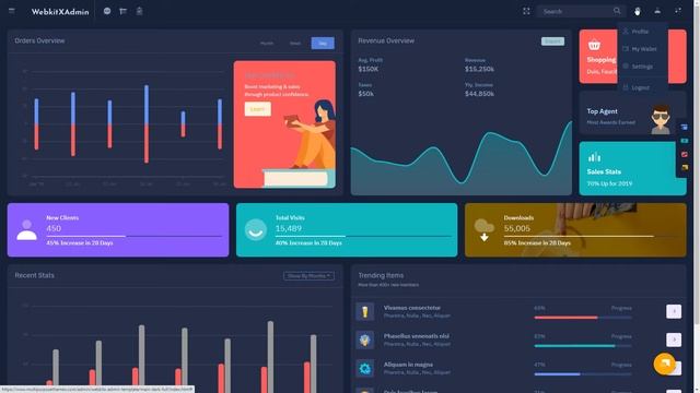 Dark LTR Full Width Bootstrap Admin Web App WebkitX смотреть онлайн