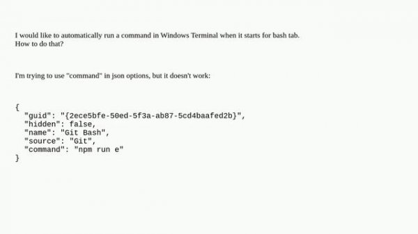 How to start Windows Terminal and run git bash command immediately?
