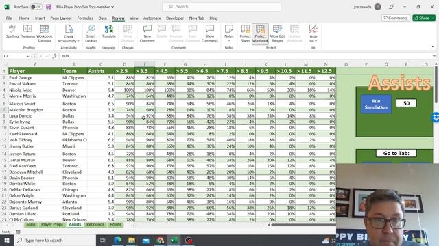 How to use Player Prop NBA Simulation Spreadsheet Tool for Excel смотреть онлайн