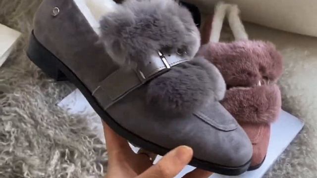 Замшевые лоферы UGG с мехом кролика смотреть онлайн