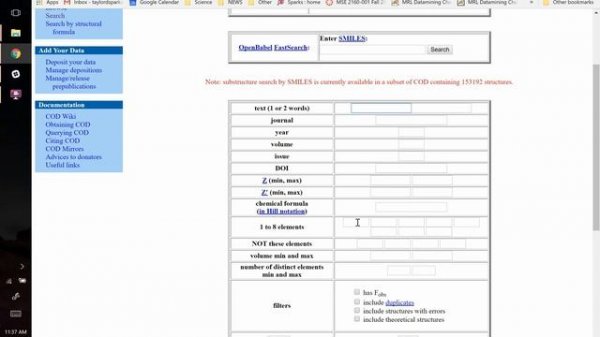 Crystallography Open Database tutorial