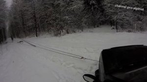 Как вытащить машину из грязи или сугроба / Полиспаст