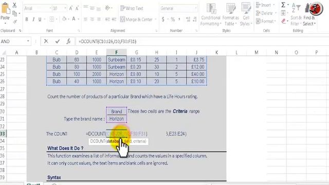 how to use Dcount function in excel to count entire database in one click смотреть онлайн