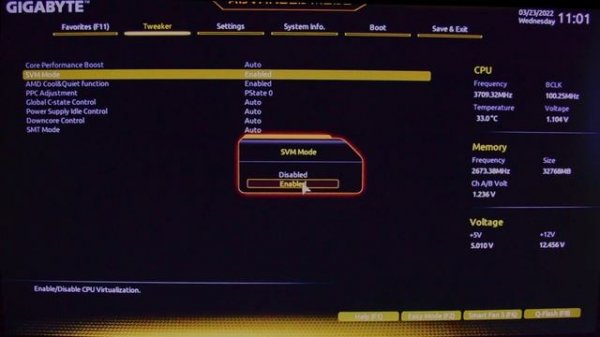 How to enable Virtualization on Gigabyte B550 Bios.