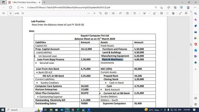 Balance Sheet Entry in Tally Prime in Hindi |Liabilities & Assets | Git Education смотреть онлайн