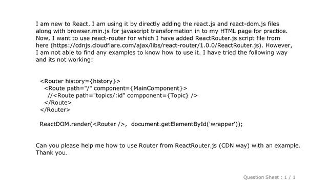 HTML : How to use ReactRouter CDN way without npm require? смотреть онлайн