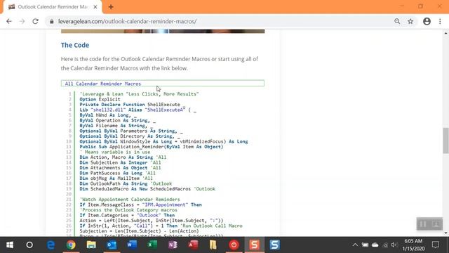 Outlook Calendar Reminder Macros - Macro Instructions смотреть онлайн