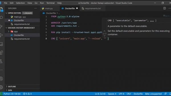 Fast API Python  (Docker + WebSockets)