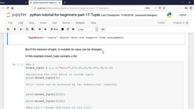 Python Tutorial For Beginners - Part - 17 - Tuples - Part - 02 смотреть онлайн