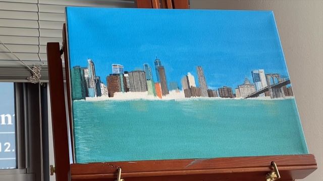 Acrylic time lapse painting // New York City cityscape // brooklyn bridge смотреть онлайн