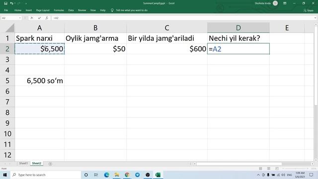Microsoft Excel darslari amaliy misollar bilan - Spark olish uchun nechi yil pul yig'ish kerak? смотреть онлайн