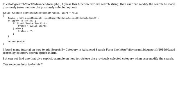 Magento: Retrieve search string from request in catalogsearch/block/advanced/form.php смотреть онлайн