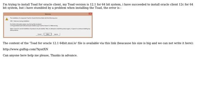 Toad for Oracle 64-bit : 1603 - Fatal error during installation смотреть онлайн