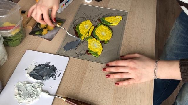 Мозаика | Картина с лимонами | Имитация бетона | Katty Bo Art смотреть онлайн