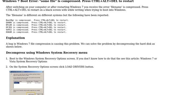 Error booting Windows 7 system: "＜random name＞ is compressed / Press Ctrl+Alt+Del to restart" смотреть онлайн