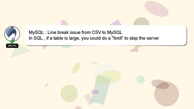 MySQL : Line break issue from CSV to MySQL смотреть онлайн