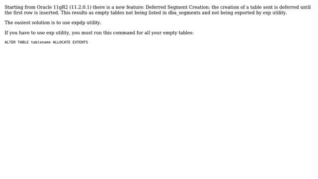 DevOps & SysAdmins: Oracle 11gR2 exp does not export some tables (8 Solutions!!) смотреть онлайн