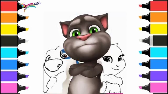 DRAWING & COLORING TALKING FRIENDS ( TOM ,ANGELA AND HANK)VIDEO FOR KIDS смотреть онлайн