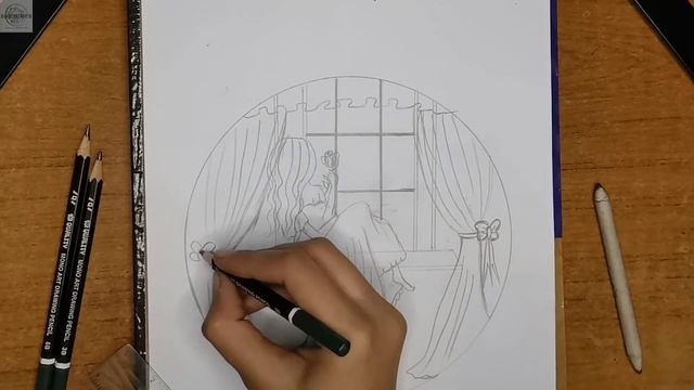 How To Draw Curly Hair | Window Scenery Drawing | How To Draw Hands | Art Video | #zarmeenasmeerart смотреть онлайн