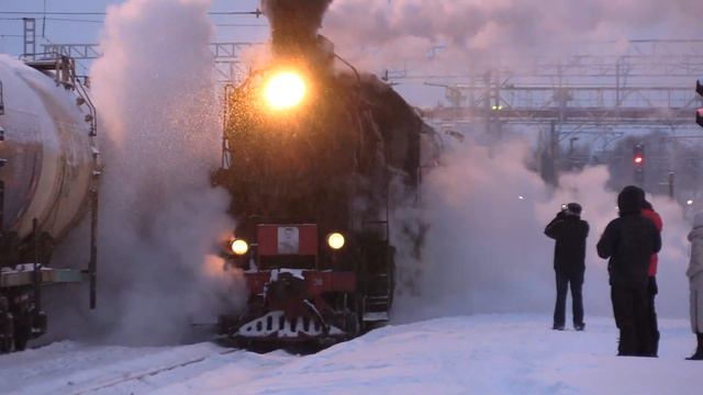 15.01.2022г. Ярославль. Паровоз Л-3111 с пригородным поездом 6982/6981 Ярославль-Рыбинск-Ярославль