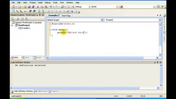 How to write c programming code and run at visual studio 2008