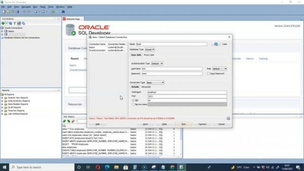 Status : Failure -Test failed: ORA-28009: connection as SYS should be as SYSDBA or SYSOPER | FIXED!