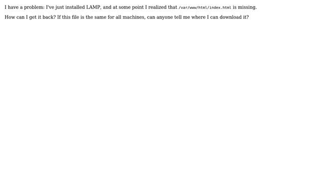Ubuntu: LAMP: /var/www/html/index.html missing смотреть онлайн