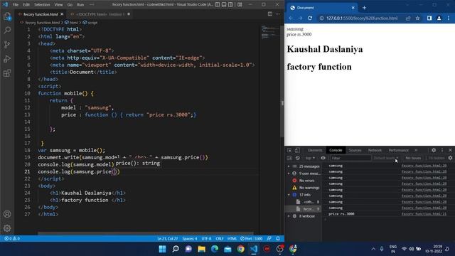 Factory Function in JavaScript смотреть онлайн
