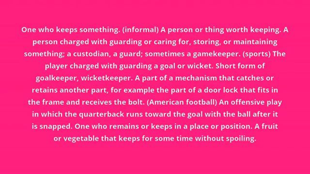 what is the meaning of keeper. смотреть онлайн