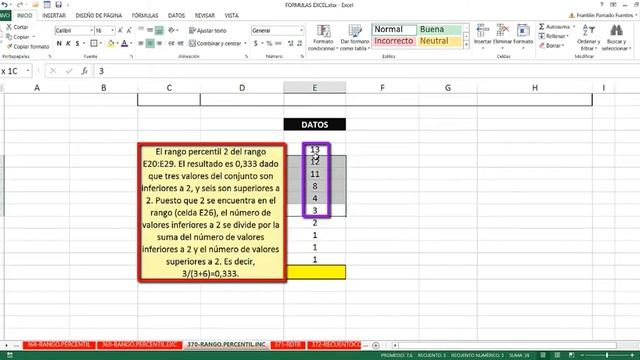 Función RANGO.PERCENTIL.INC Excel 2013: 370 de 448 HD смотреть онлайн