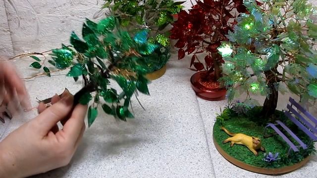 Мастер-Класс. Дерево счастья из пайеток листиков и бисера. Простой способ для начинающих. смотреть онлайн