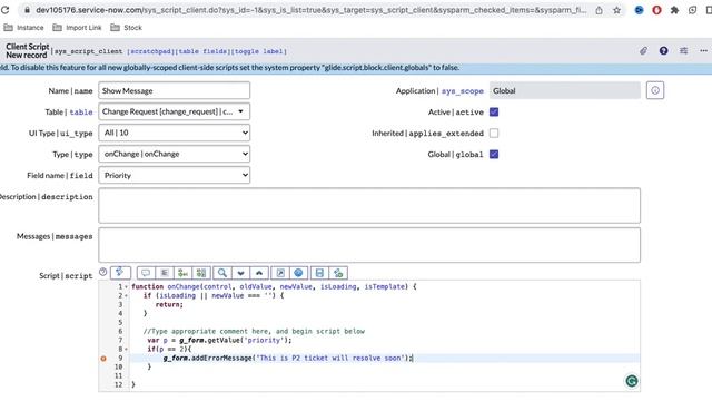 OnChnage Client Script | ServiceNow Scripting смотреть онлайн