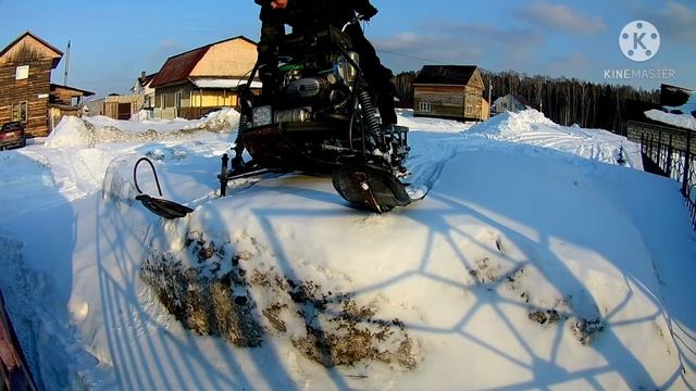 Самодельный снегоход. Катание по сугробам. смотреть онлайн