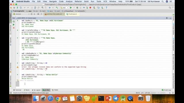 Training Kotlin of Beginner on Android Studio - ext Live Streaming Part 1 смотреть онлайн
