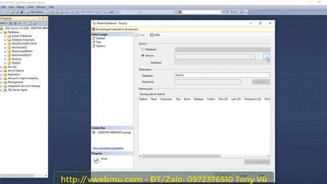 VWEBMU.COM | Hướng dẫn tạo Database SQL và Restore Database SQL 2012 trở lên смотреть онлайн