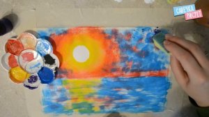 МОРСКОЙ ПЕЙЗАЖ. Нетрадиционная техника рисования