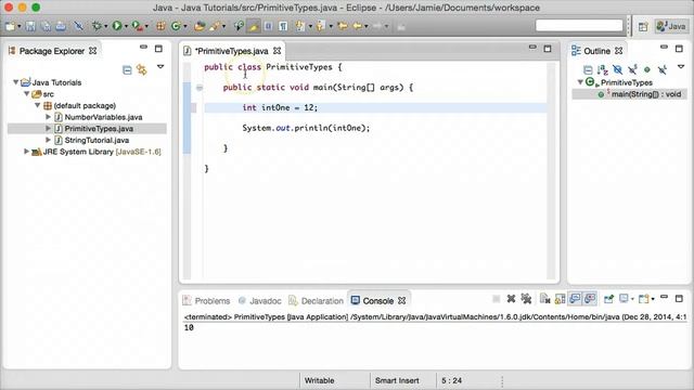 Java Tutorial 4 - Primitive Types (int and double) смотреть онлайн
