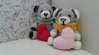 Мишка крючком. Мишка с сердечком (часть 3). смотреть онлайн